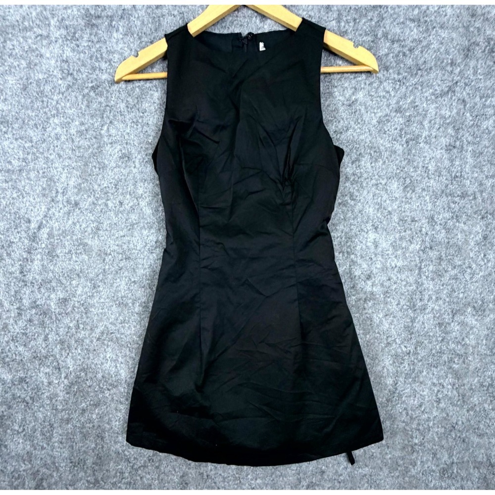 Princess Polly Yumiko Skirted Romper Dress Womens 2 Black Organic Cotton Neutral